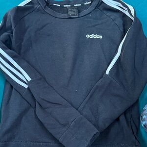 Adidas Black Crewneck with White Stripes